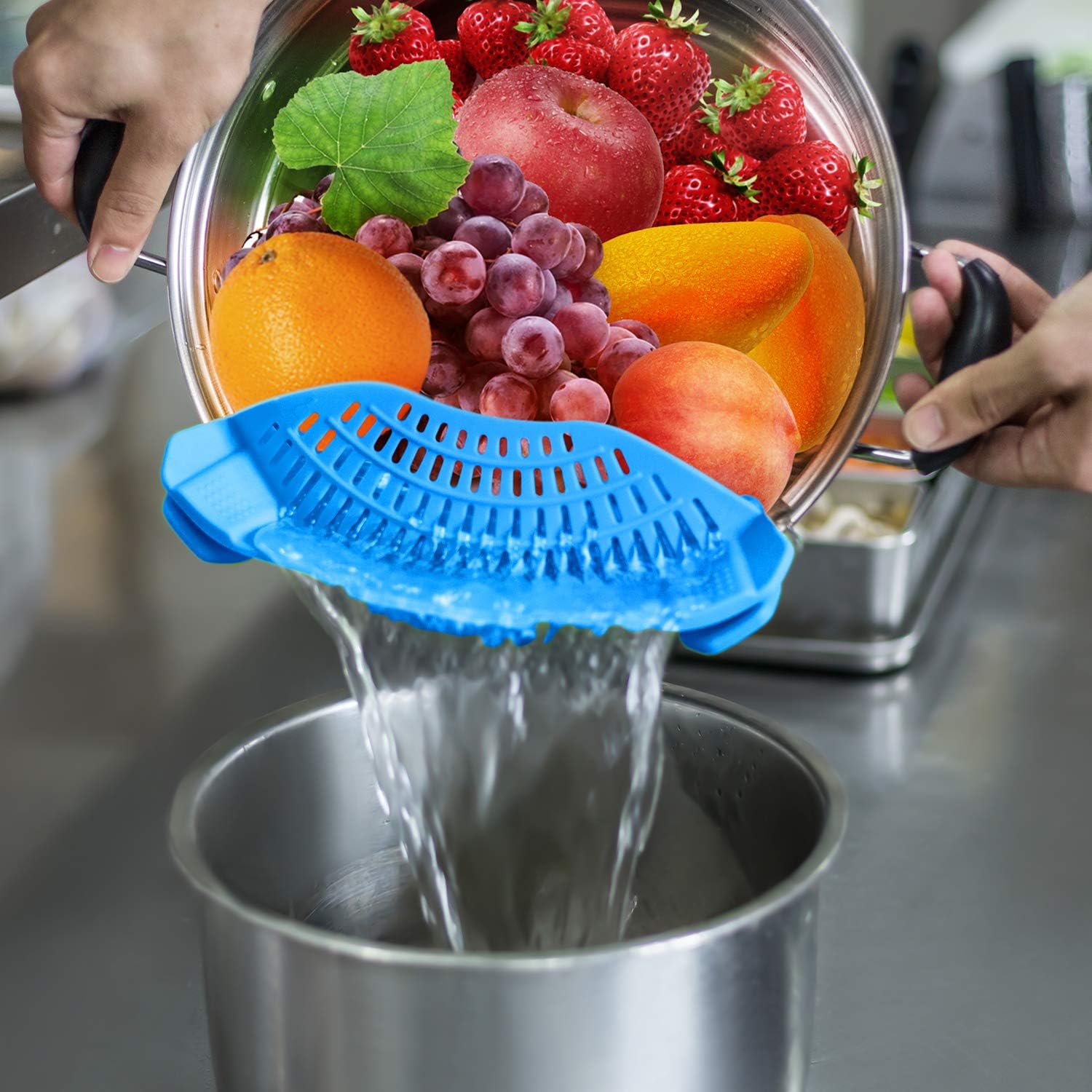 Clip On Silicone Strainer, Pasta Strainer, Clip on Food Strainer, Kitchen Strainer Clip On Silicone Strainer, Pasta Strainer, Clip on Food Strainer, Kitchen Strainer